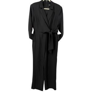 BCBGMAXAZRIA Medium Jumpsuit Long Sleeve Surplice Black Tie Waist Party